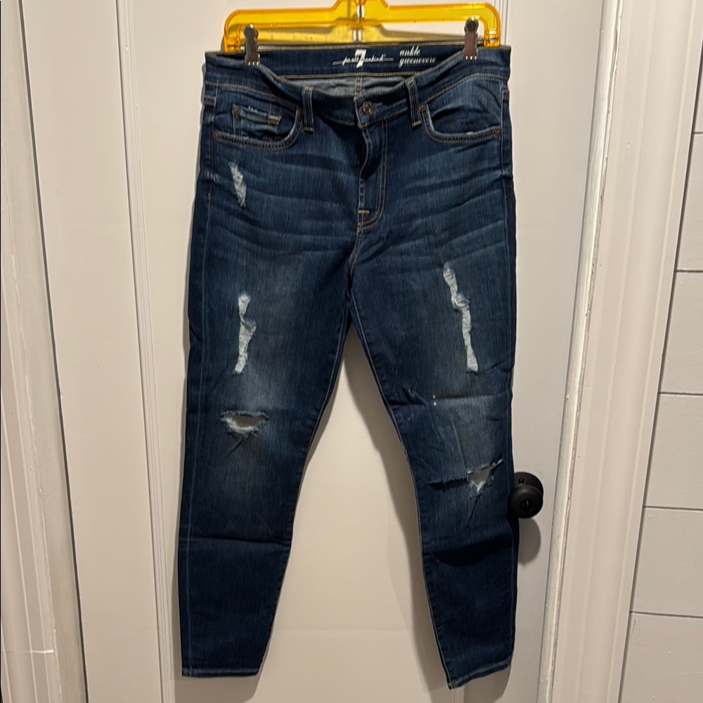 7 for all mankind Blue Distressed Women Jeans